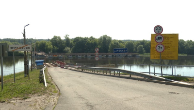 Работа катерной переправы в Черкизове